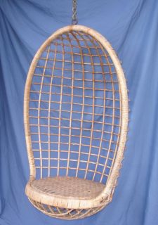 Vintage Hanging Basket Chair Rattan Bamboo from 1960s Modern Retro