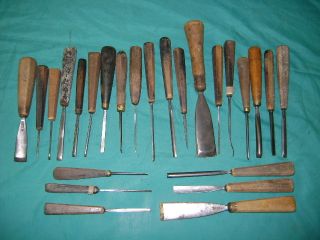 25 Old Addis Chisels Gouges Wood Carving Tools England Old Carving