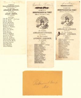 Three 1864 Presidential Election Ballots Abraham Lincoln and A