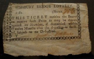 1781 Lottery Ticket Granby Higley Coin Fame