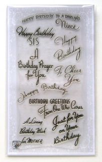 FLONZ Happy Birthday Prayer Greeting Vintage Sentences Clear Stamps