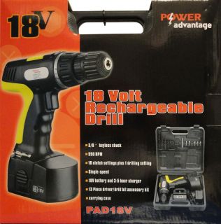 18V Rechargeable 18 Volt Cordless Drill by Power Advantage