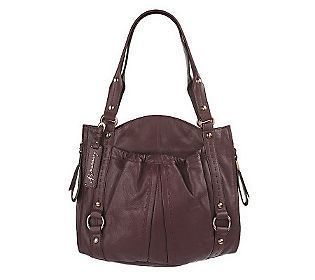 249 B Makowsky Glove Leather Pocket Tote with Topstitch Detail