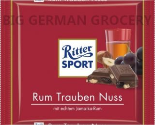 Ritter Sport Rum Raisin Nut Chocolate 100 G Bar