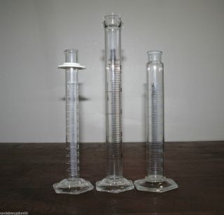 Lot of Three Graduated Cylinders 2 Pyrex 1 Exax