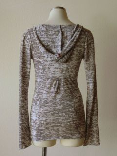 Anthropologie Hard Tail Gray Burnout Stripe Hooded Wrap Tunic Top S