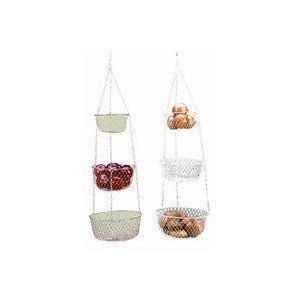 New 3 Tier Hanging Baskets Fruits and Vegetables Red Kitchen Decor