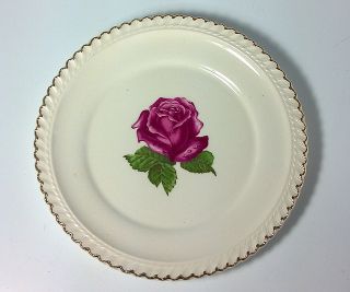 Harker Pottery Co Bread Plates 6 3/8 Royal Gadroon Pink Rose
