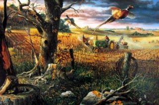 Charles Freitag Autumn Harvest John Deere Pheasant Print 10 x 7