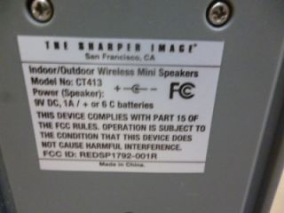 THE SHARPER IMAGE INDOOR OUTDOOR WIRELESS MINI SPEAKERS CT413