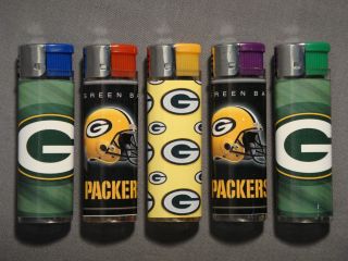 Green Bay Packers Various Team Logos Cigarette Lighters Set of 5 New
