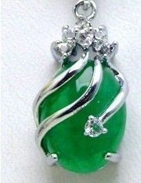 Lovely Silver Green Jade Jewelry Necklace Pendant