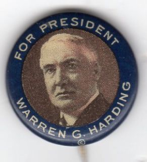 Warren G Harding for President Button