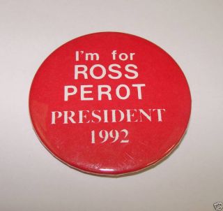 1992 Campaign Pin Pinback Button Political Ross Perot