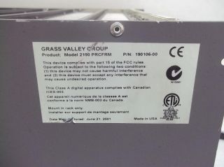 Grass Valley GVG M 2100 PRCFRM Digital Switcher Master Control Frame