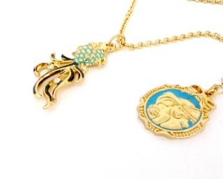 Disney Couture Gold Plated Little Mermaid Fish Pendant Necklace