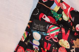 Nicole Miller Silk Christmas Xmas Holiday Neck Scarf Wrap