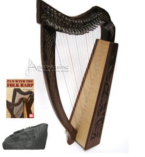  19 STRINGS PRO QUALITY CELTIC PIXIE HARP w/ CASE & EXTRAS by ROOSEBECK