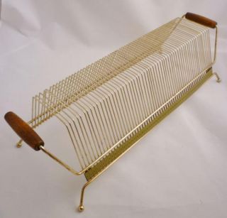 Vintage 45 Gold Wire Record Rack Mid Century 19 x 7 Retro Holds 60