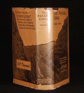  panama canal by f j haskin with pictorial dust wrapper bound in red