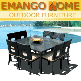 Outdoor Patio Furniture All Weather Resin Wicker Square Dining Chair