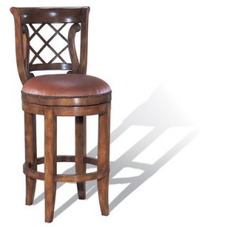 American Heritage Treviso Stool in Pepper with Bourbon Leather