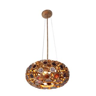 Toltec Lighting Leaf 3 Light Chandelier with Crystal Glass Shade