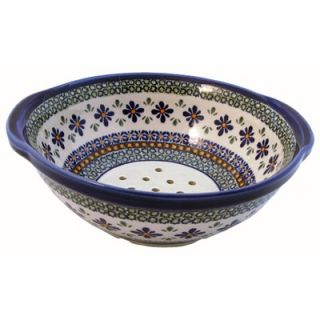 Polish Pottery 10 Berry Bowl/ Strainer   Pattern DU60   1183 DU60
