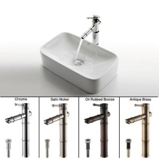 Kraus Ceramic 5 x 11.5 Rectangular Sink in White with Bamboo Single