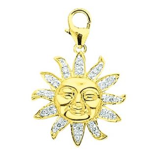 EZ Charms 14K Yellow Gold Diamond Sun Charm