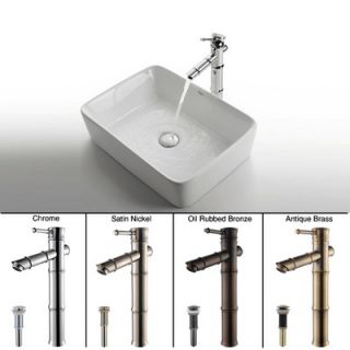 Kraus Ceramic 5 x 15 Rectangular Sink in White with Bamboo Single