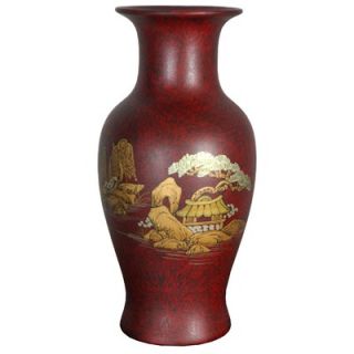 Oriental Furniture 15 Fishtail Vase in Red   POR FTV RC