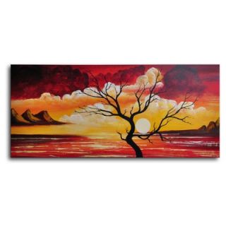 Tree Silhouette Against Sun Canvas Wall Art   16 x 36
