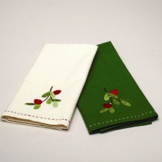 TAG Jardin Christmas Cranberries Embroidered Guest Towel (Set of 2