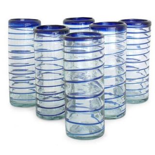 Novica Cobalt Spiral Highball Glass (Set of 6)