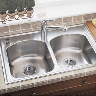 33 Culinaire Self Rimming Top Mount Double Bowl kitchen sink