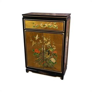 Oriental Furniture Asian Gold Leaf Shoe Cabinet    36   LCQ 36SC GB