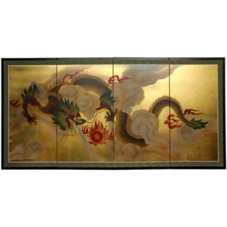 Oriental Furniture 36 Dragon In The Sky On Gold Leaf Silk Screen with
