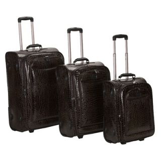 Rockland Crocodile Style 3 Piece Luggage Set