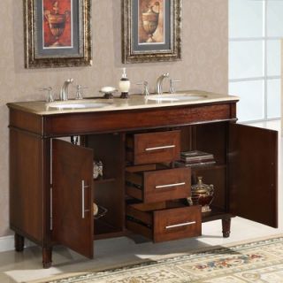  Cambridge 55 Double Sink Bathroom Vanity Cabinet   HYP 0222 T UWC 55