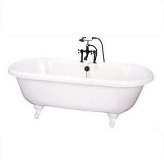 Elizabethan Classics 72 Dual Acrylic Clawfoot Bath Tub with Rim Holes