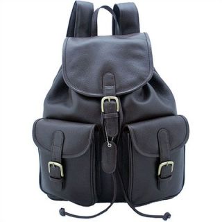 Leatherbay Backpack with Pockets in Dark Brown