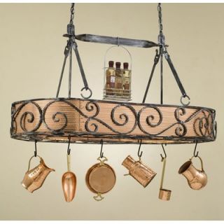Hi Lite Authentic Iron Large Oval Pot Rack with 2 Lights