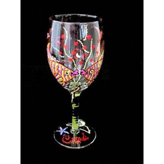 Bellissimo Flirty Fish Design Hand Painted Wine Glass
