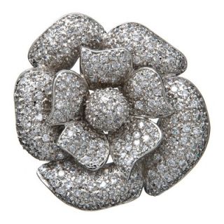 CZ Collections Large Flower Rhodium (.925) Sterling Silver Pin
