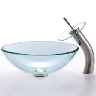 Kraus Clear Glass Sink and Waterfall Faucet   C GV 101 12mm 10