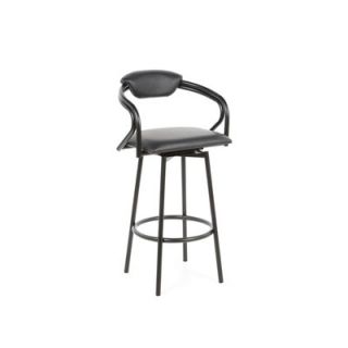 Wildon Home ® Pitkin 29 Bar Stool with Back in Satin Black and Black