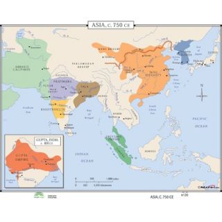 Universal Map World History Wall Maps   Asia c.750 CE