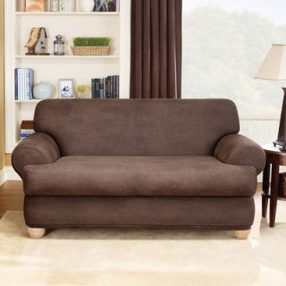 Sure Fit Stretch Leather Two Piece Loveseat T Cushion Slipcover