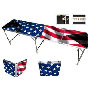American Flag Beer Pong Table in Standard Aluminum